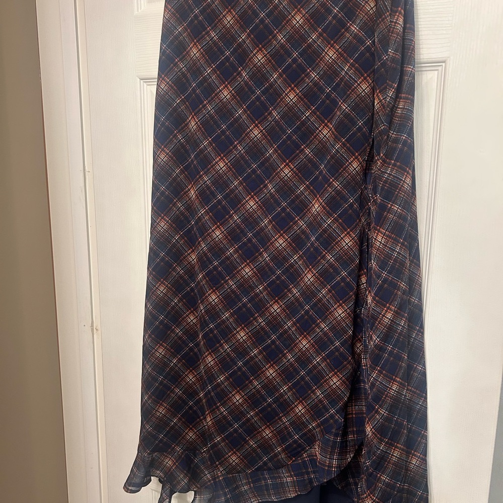 Maurices Navy and Red Plaid Maxi Skirt